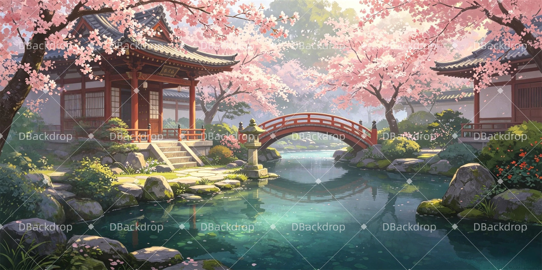 Professional Stage Backdrops Courtyard Garden Scenic Backdrops GQ67-T32