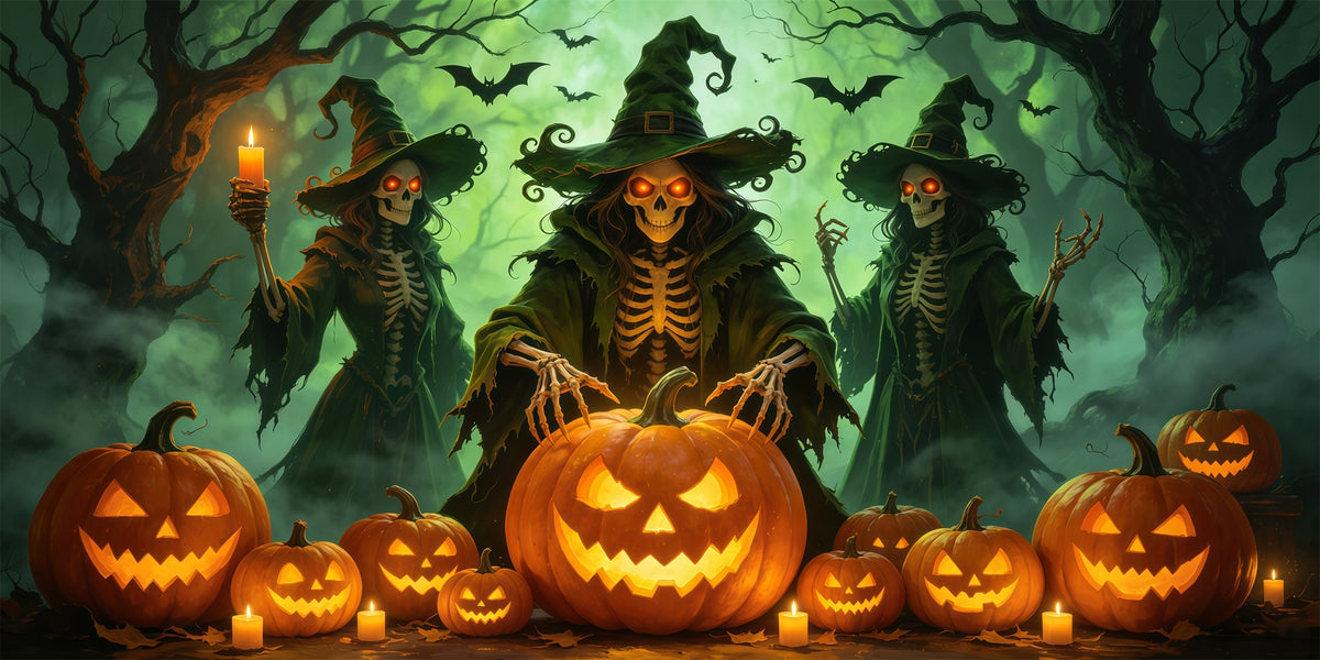 Witch Halloween Garage Door Cover Skeleton Pumpkin Forest Halloween Garage Door Cover GQ68-1-2 car