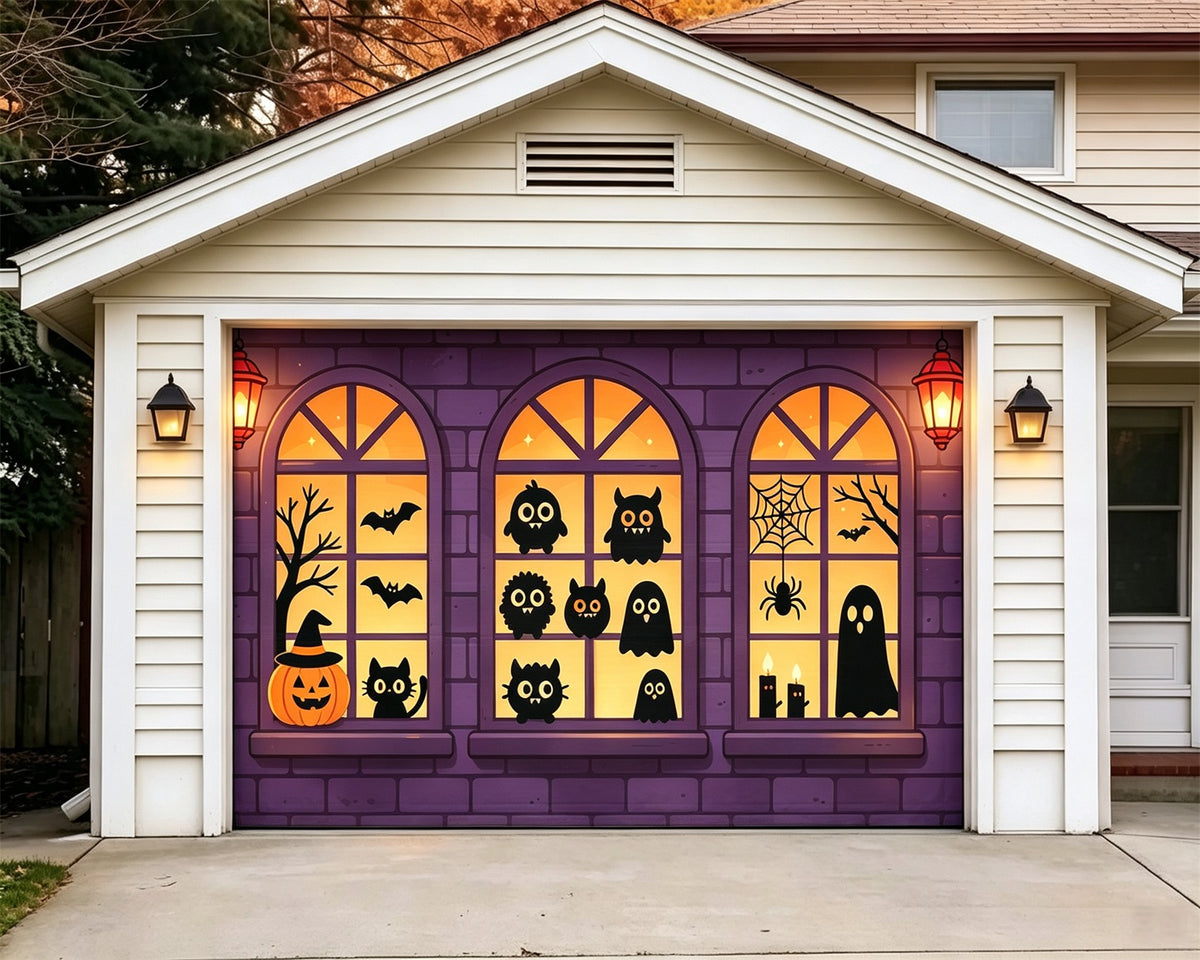 Bat Halloween Garage Door Cover Cute Monster Window Display Halloween Outdoor Garage Decorations GQ68-10-1 car