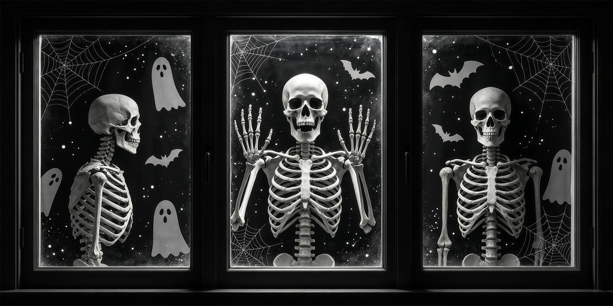 Skeleton Halloween Garage Door Cover Skeleton Ghost Cobweb Window Full Size Halloween Garage Door Cover GQ68-3-2 car