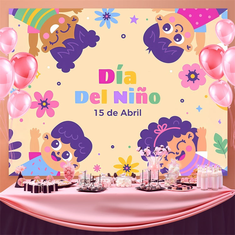 Mexican Children's Day Backdrop Bright Floral Festival Backdrop GTY3-134