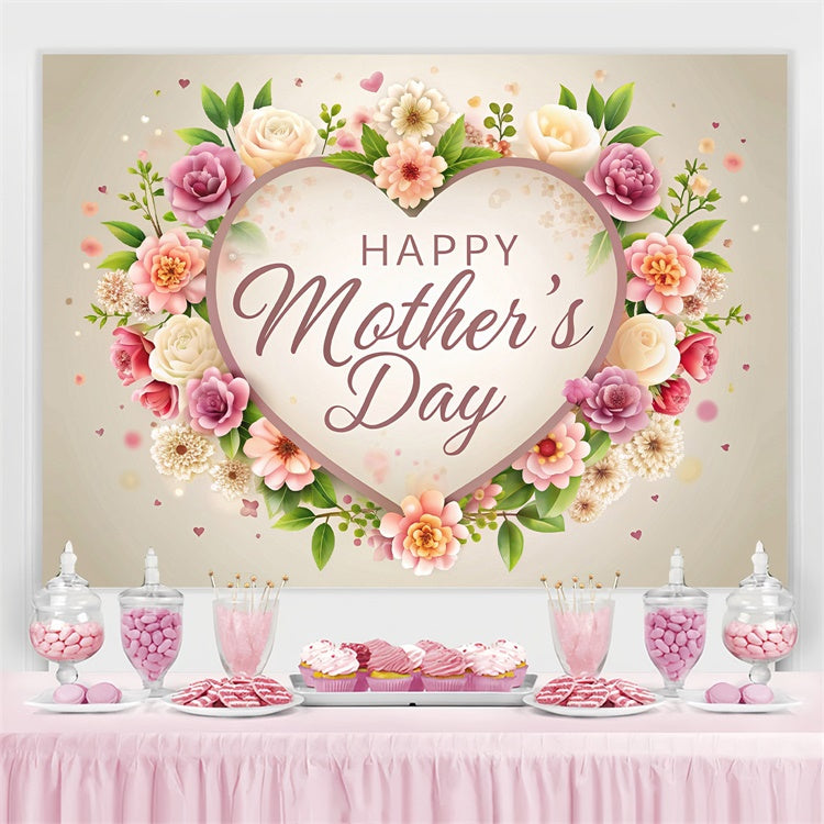 Mother's Day Backdrop Ideas Heart-Shaped Floral Wreath Backdrop GTY3-140