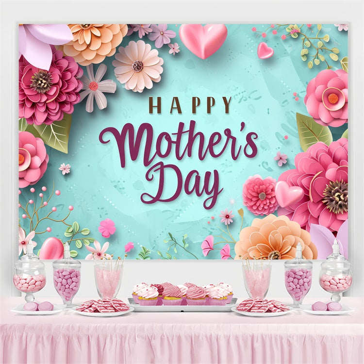 Backdrops For Mothers Day Mint Green Blush Floral Backdrop GTY3-143