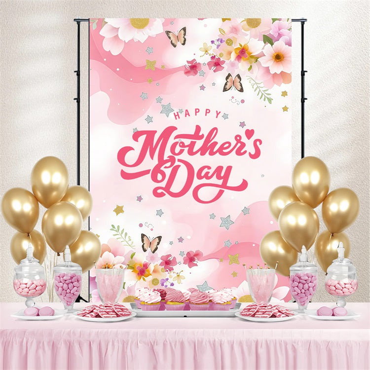 Mothers Day Backdrops Blush Floral Butterfly Elegance Backdrop GTY3-148