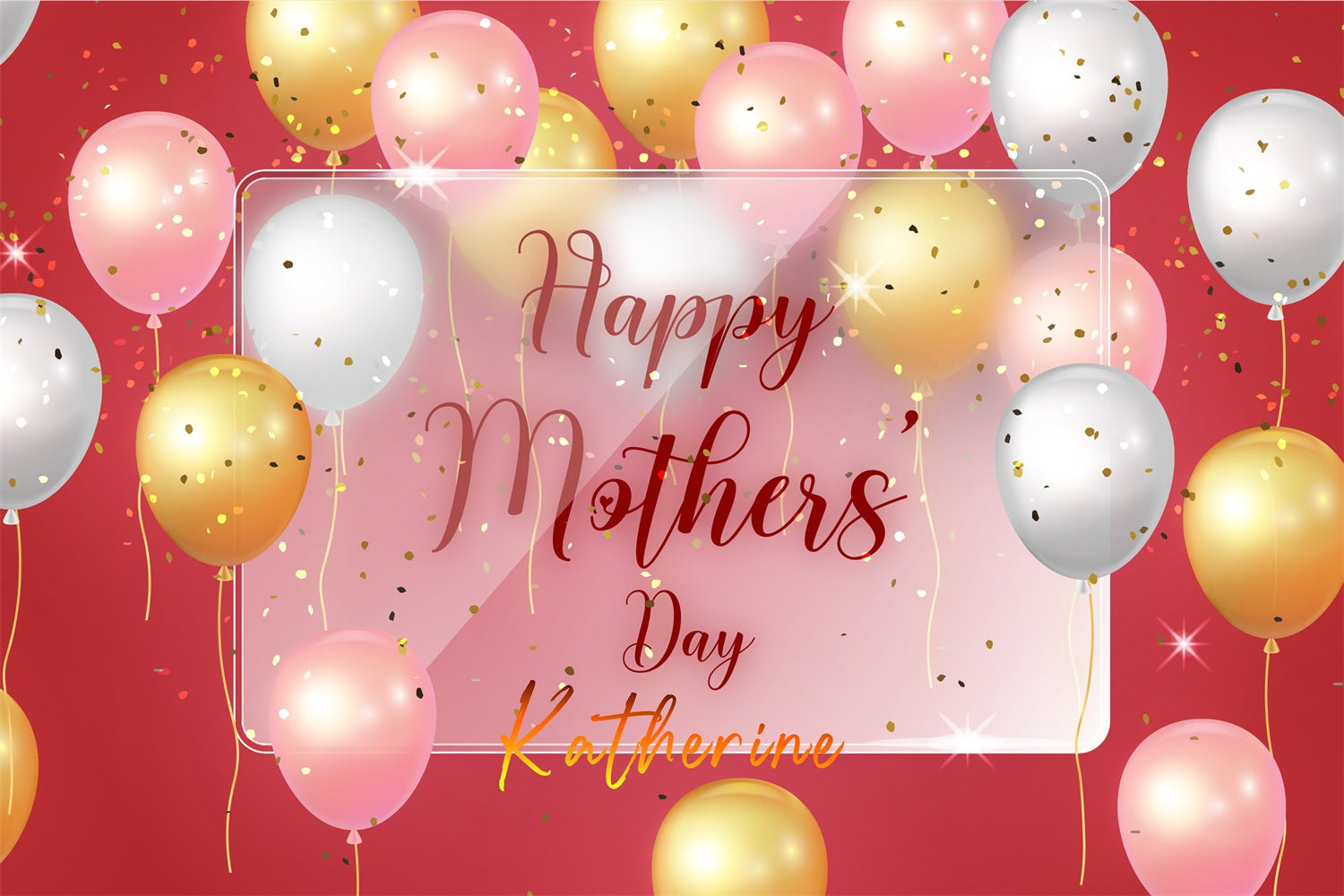 Mothers Day Photo Backdrop Luxury Red Glam Balloon Backdrop GTY3-166