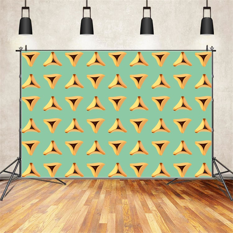 Purim Backdrop Festival Dessert Pattern Green Backdrop GTY3-17