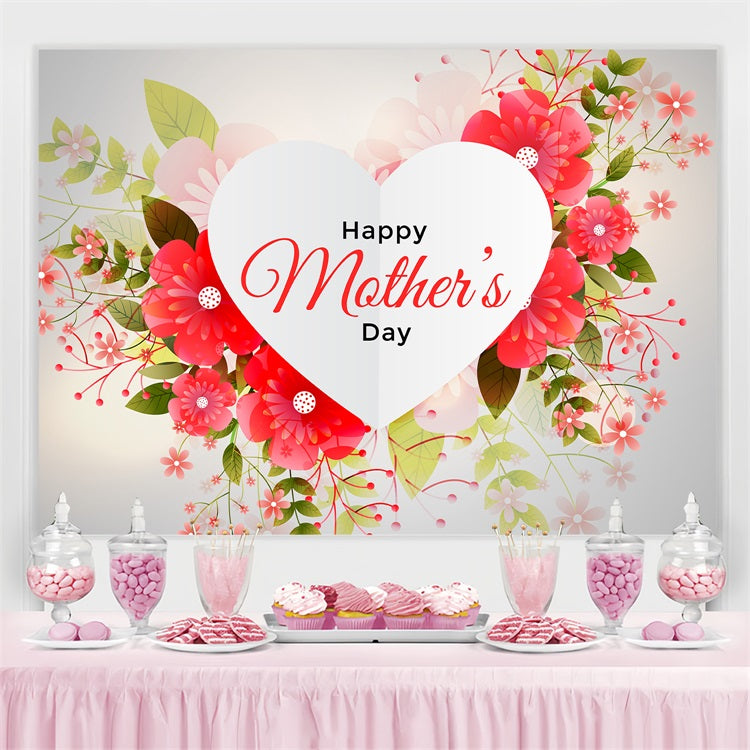Backdrops For Mother's Day Red Floral Heart Personalised Backdrop GTY3-195