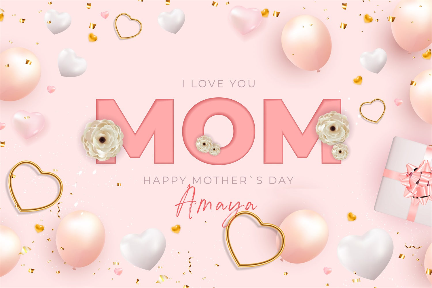 Mother's Day Backdrops Blush Balloon Party Personalised Backdrop GTY3-199