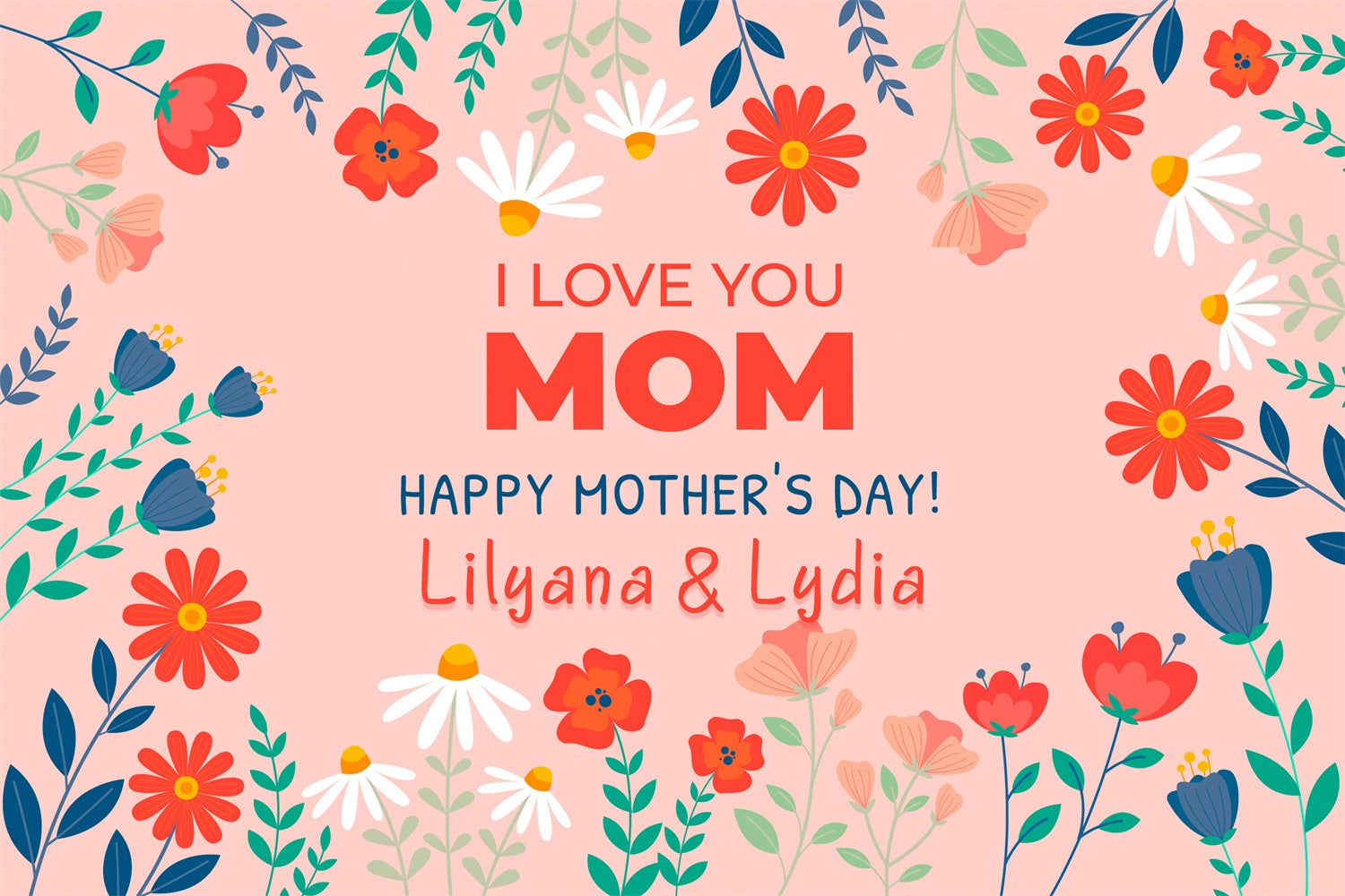 Mother's Day Photography Backdrops Daisy Rose Mom Personalized Backdrop GTY3-202