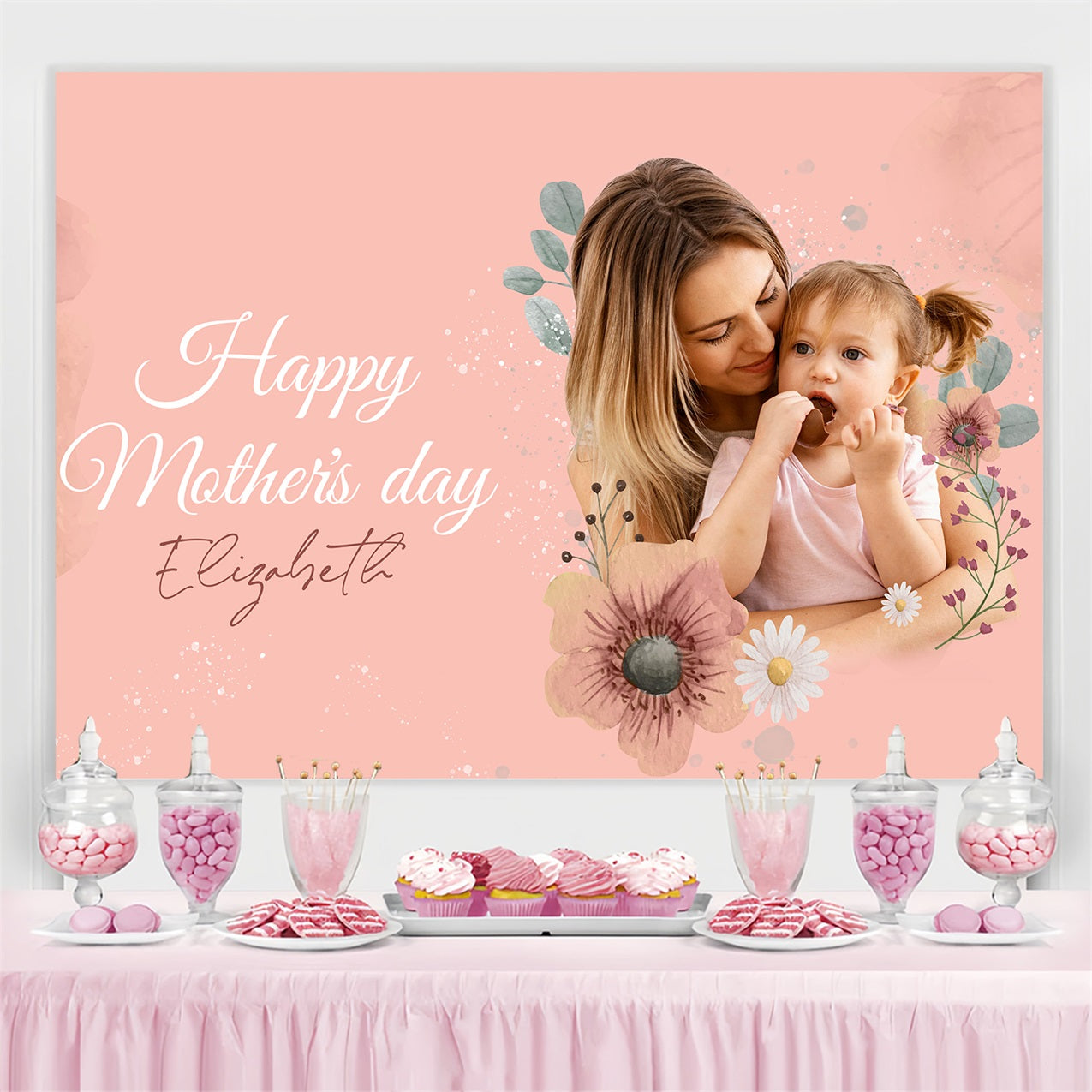 Mothers Day Photo Backdrop Love Floral Custom Backdrop GTY3-212