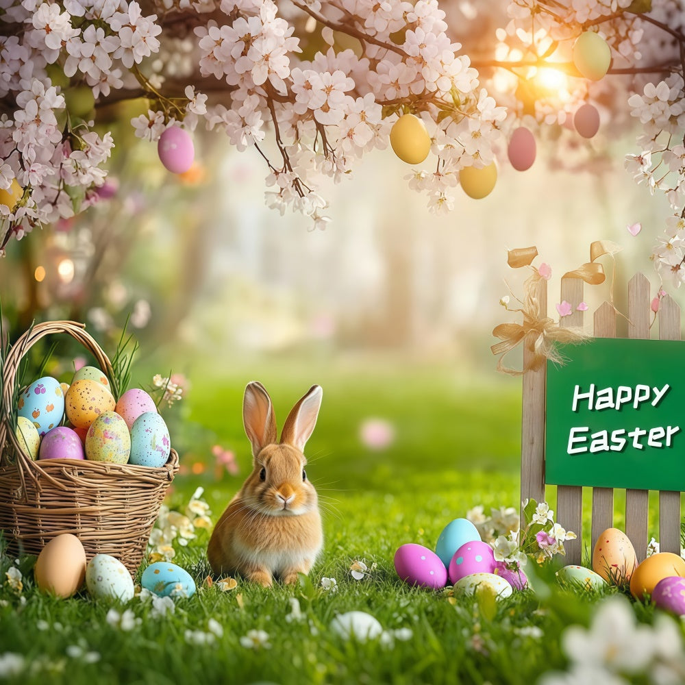Easter Photo Backdrop Pastel Egg Cherry Blossom Backdrop GTY3-242