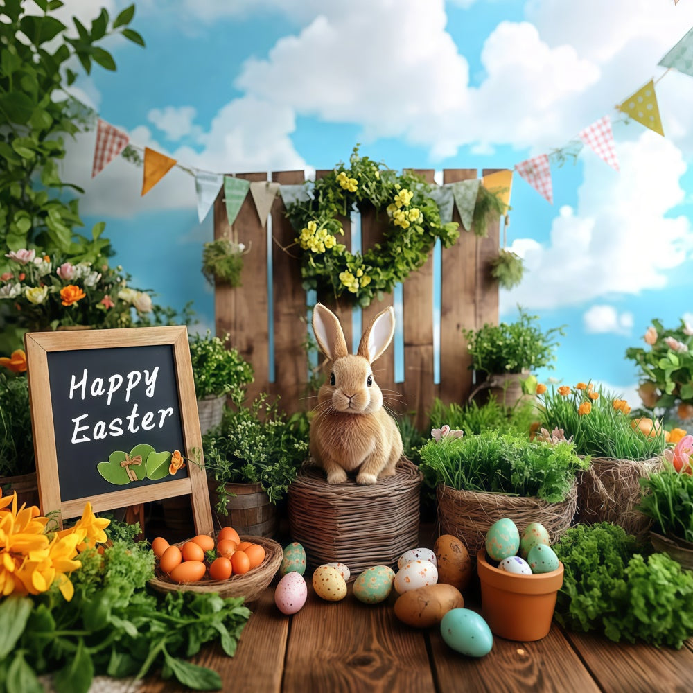 Photo Backdrops Easter Lush Greenery Carrot Bunny Backdrop GTY3-244