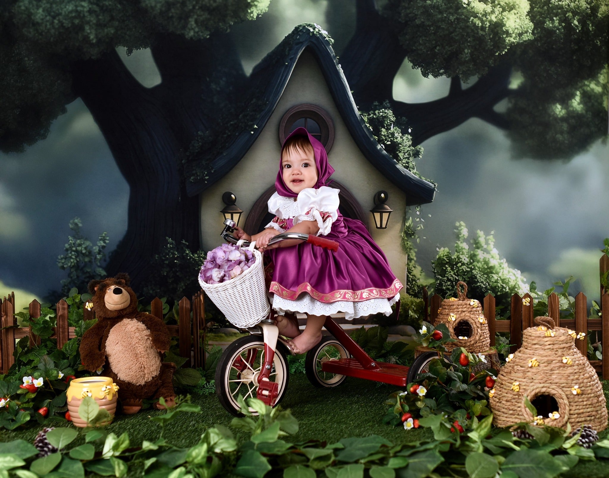 Spring Picture Backdrops Hidden Cottage Enchanted Woods Backdrop LXX1-161