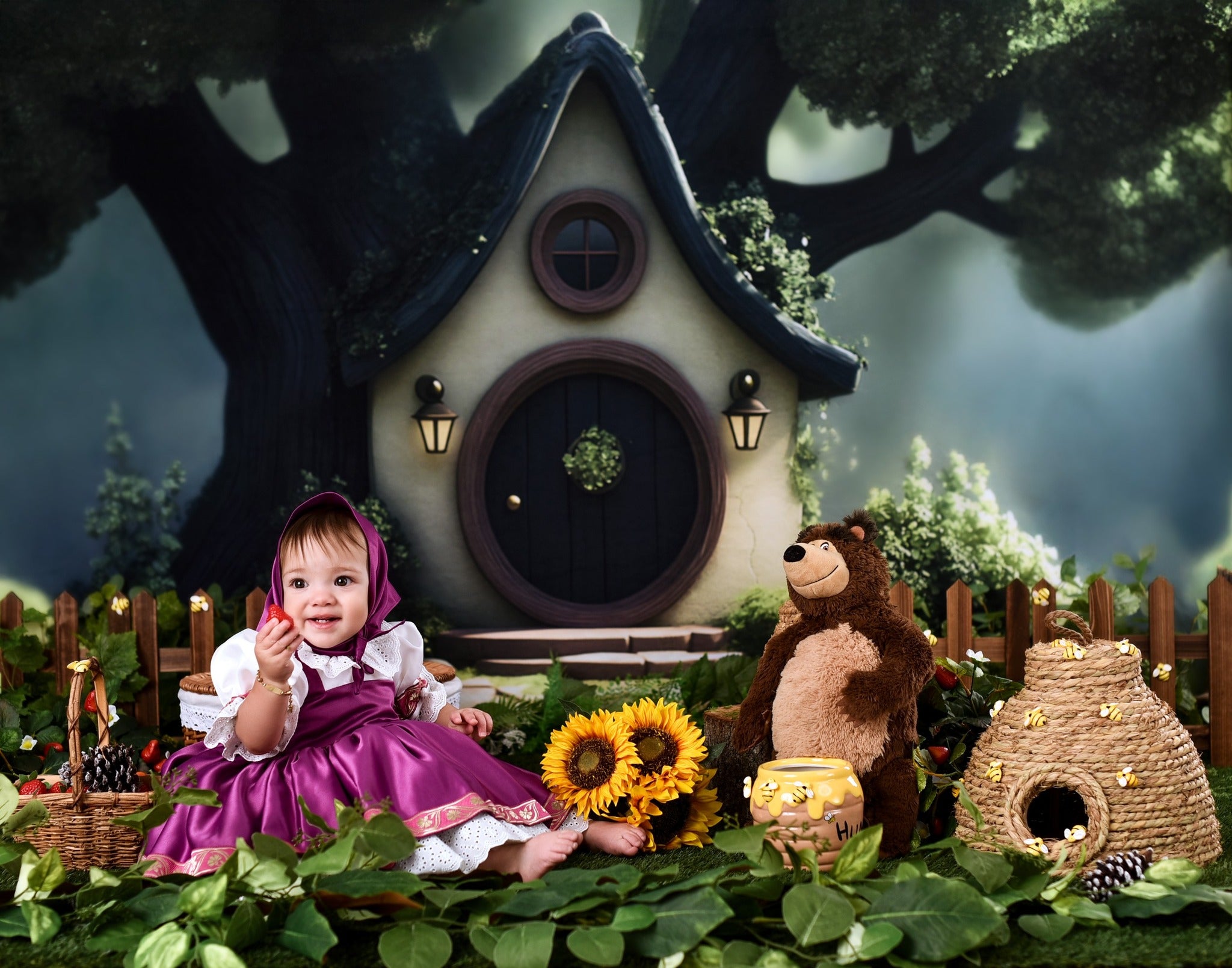 Spring Picture Backdrops Hidden Cottage Enchanted Woods Backdrop LXX1-161