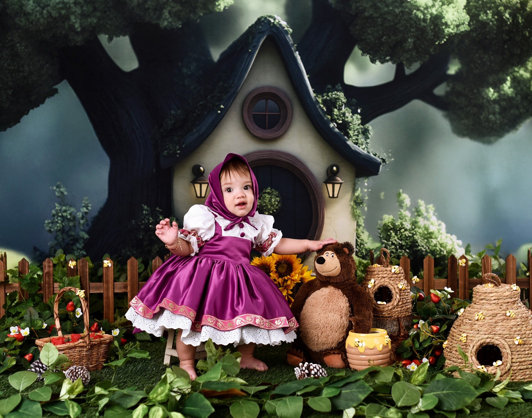 Spring Picture Backdrops Hidden Cottage Enchanted Woods Backdrop LXX1-161