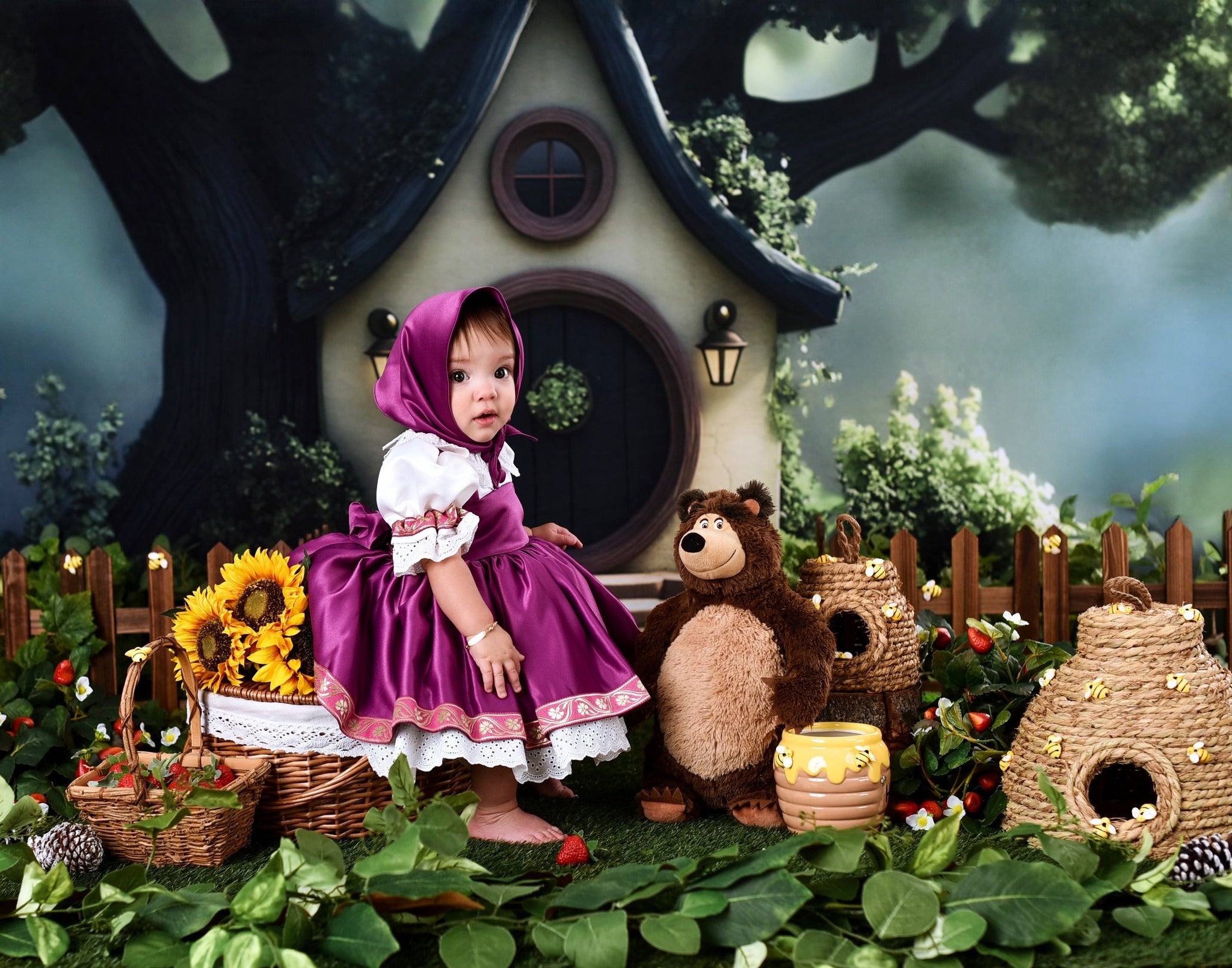 Spring Picture Backdrops Hidden Cottage Enchanted Woods Backdrop LXX1-161