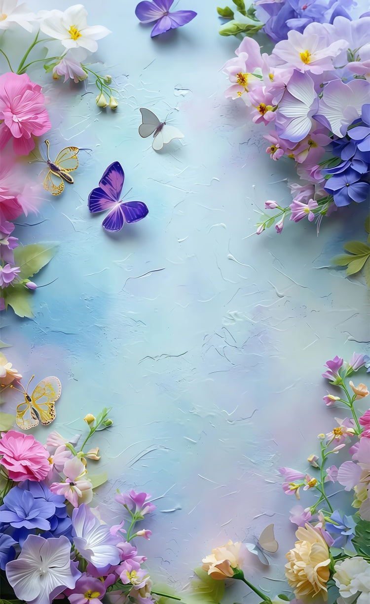 Fine Art Backdrops Butterfly Dance Floral Fantasy Sweep Backdrop LXX2-261