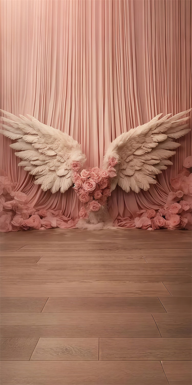 Mothers Day Backdrop Romantic Pink Angel Wings Sweep Backdrop LXX2-296