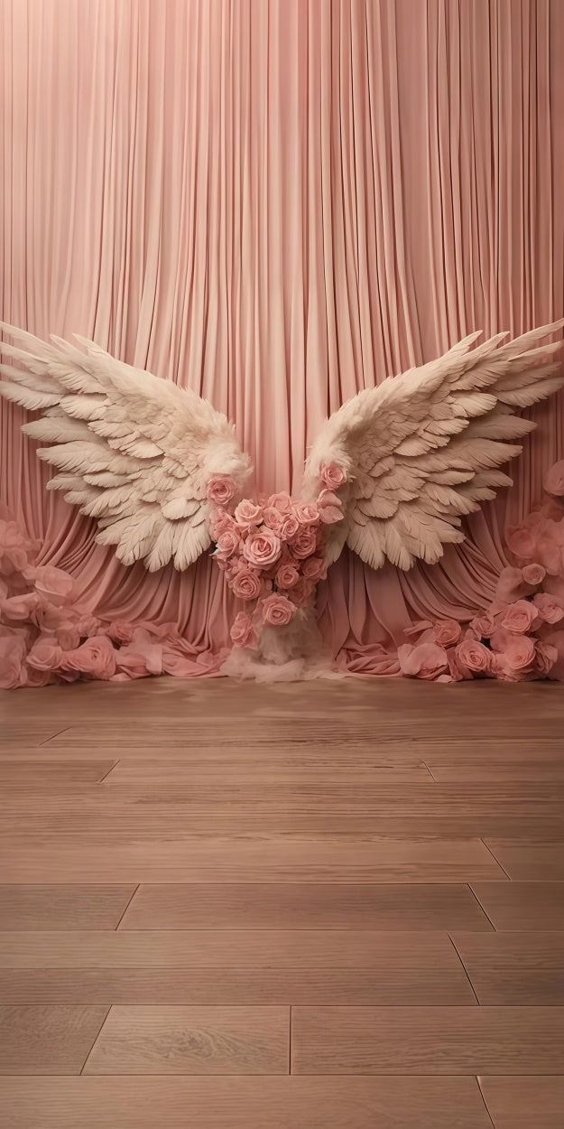 Mothers Day Backdrop Romantic Pink Angel Wings Sweep Backdrop LXX2-296