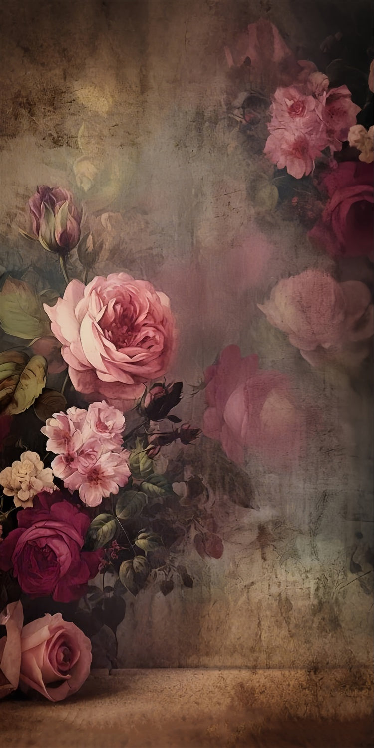 Flower Backdrop Rustic Vintage Floral Elegance Sweep Backdrop LXX2-297