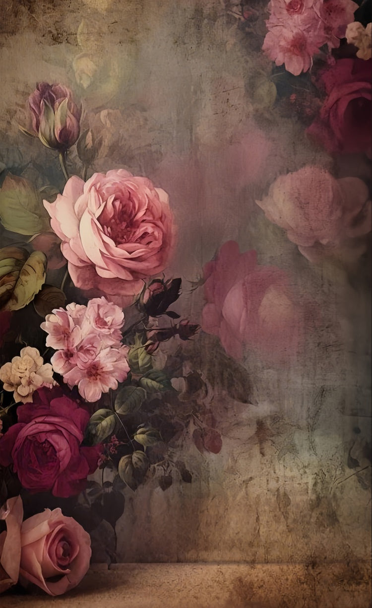 Flower Backdrop Rustic Vintage Floral Elegance Sweep Backdrop LXX2-297