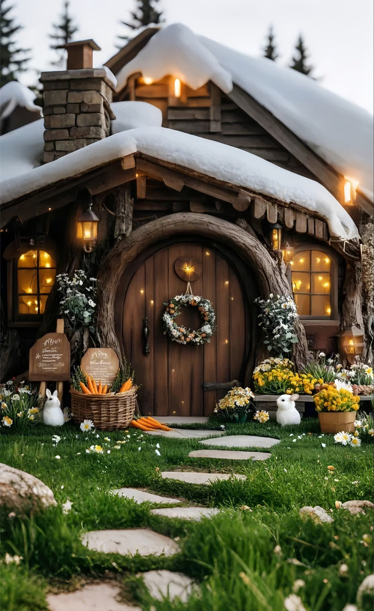 Christmas Backdrops Christmas Eve Cabin Warm Lights Sweep Backdrop LXX2-299