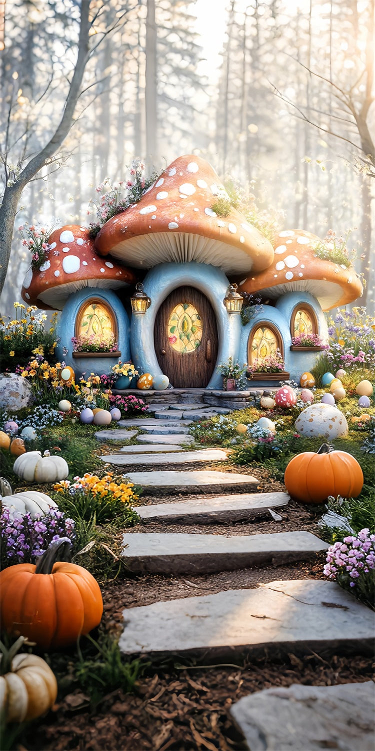 Easter Photo Backdrop Enchanted Forest Mushroom Home Sweep Backdrop LXX2-300