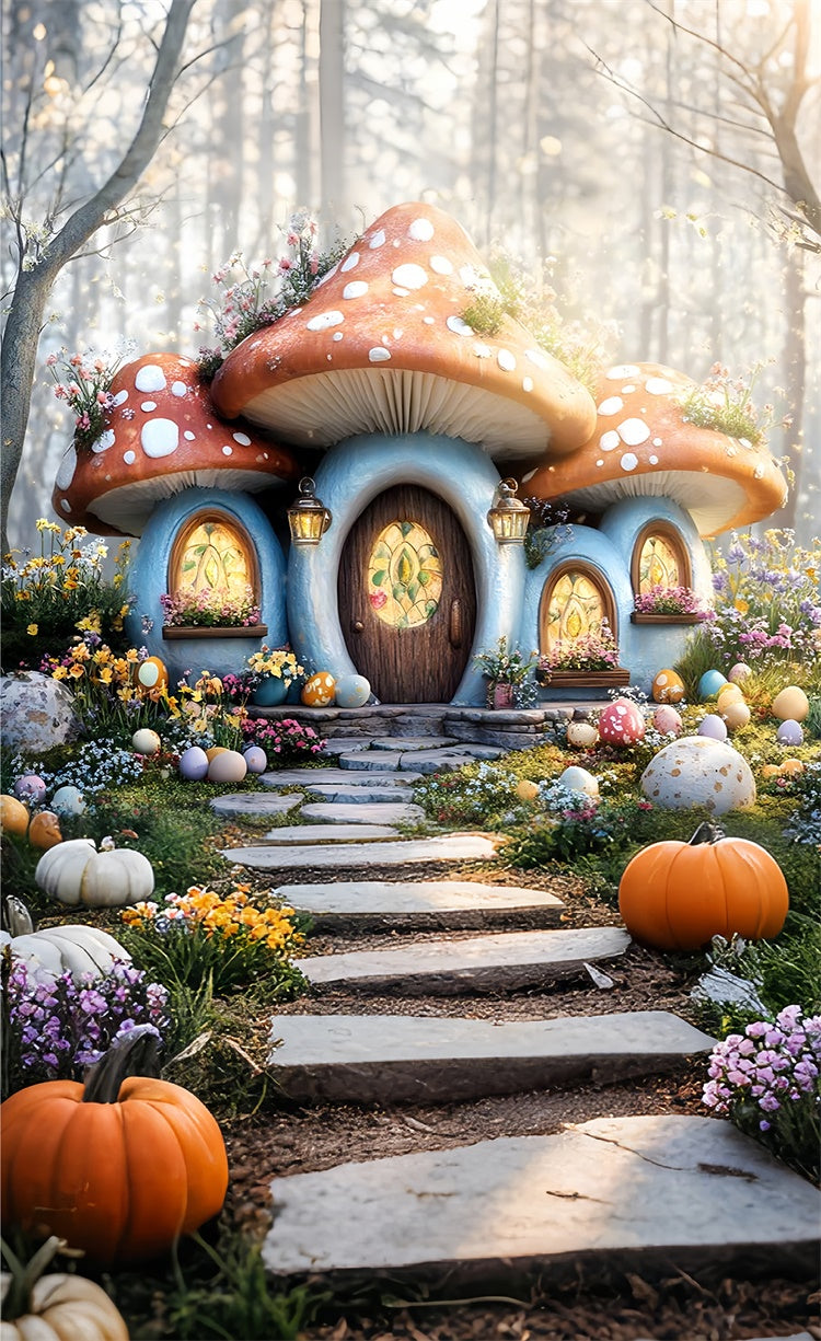 Easter Photo Backdrop Enchanted Forest Mushroom Home Sweep Backdrop LXX2-300