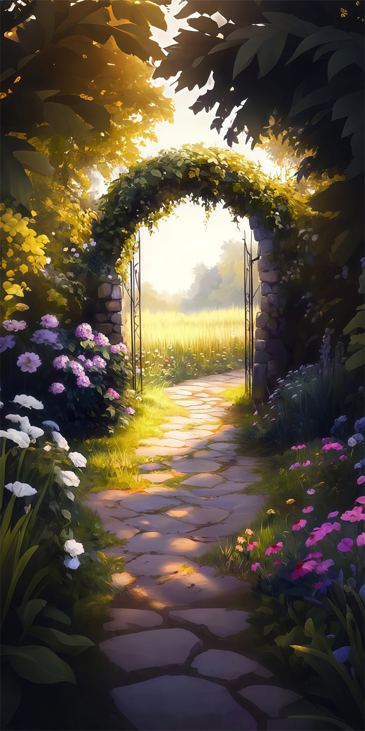 Flower Photo Backdrop Enchanted Path Sunlit Floral Sweep Backdrop LXX2-301