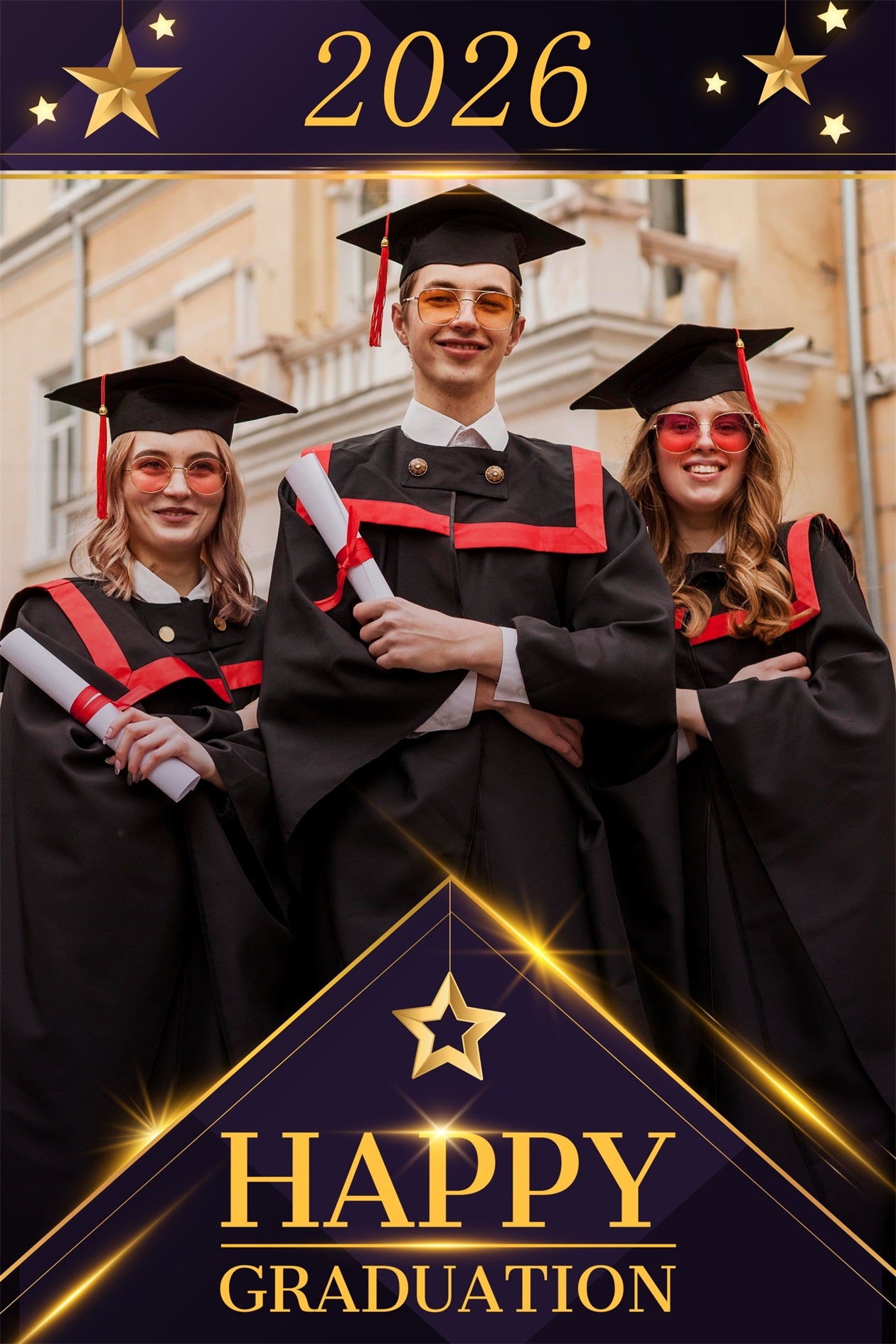 Custom Graduation Photo Backdrop Gold Stars Graduation Party Backdrop LXX3-151
