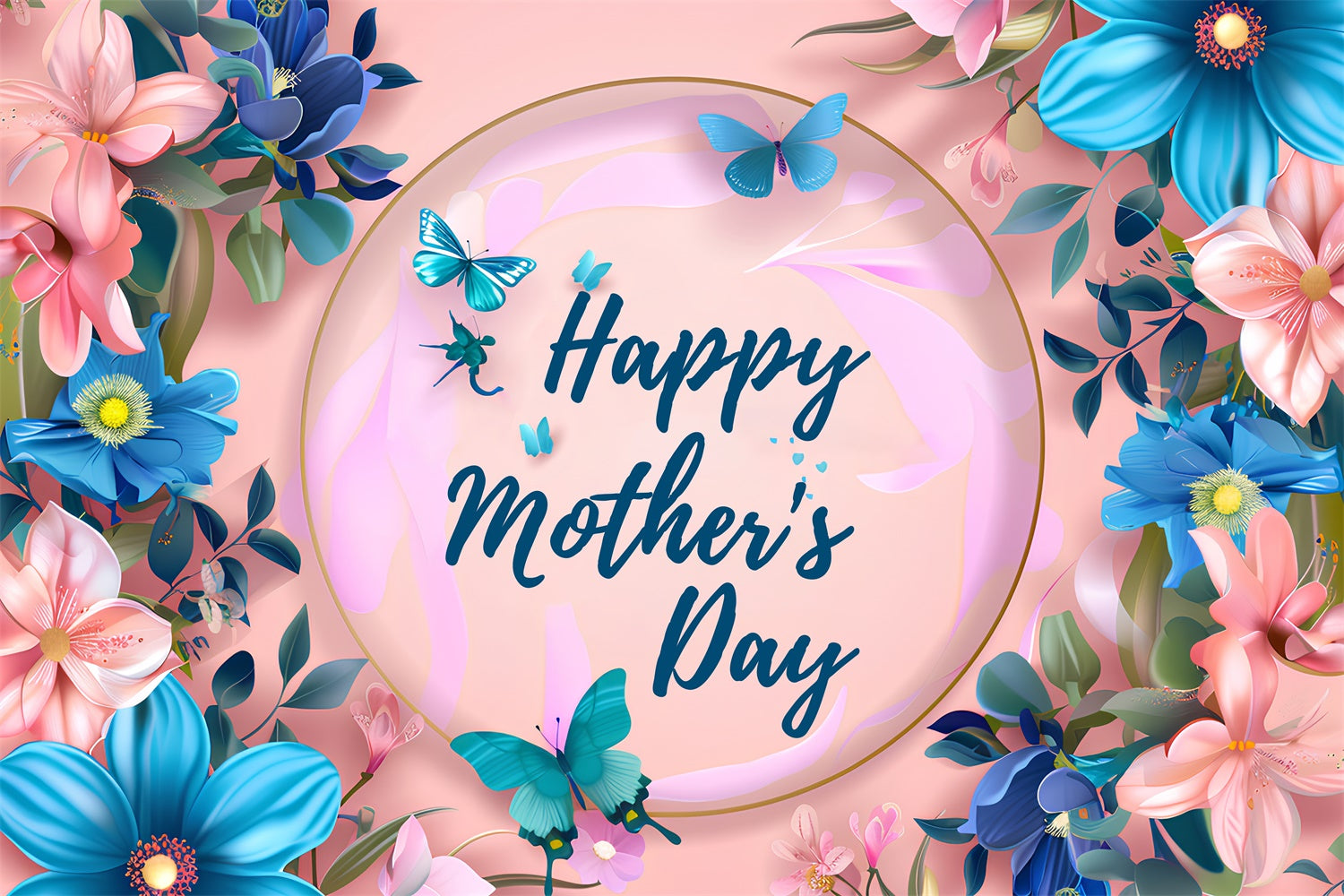 Mothers Day Photo Backdrop Charming Floral Frame Custom Backdrop LXX3-56