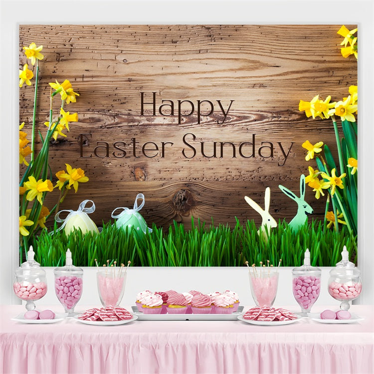 Easter Photo Backdrops Rustic Wood Daffodil Personalized Backdrop LXX3-92