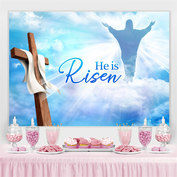 Christian Easter Backdrop Blue Sky Cross Religious Custom Backdrop LXX3-93