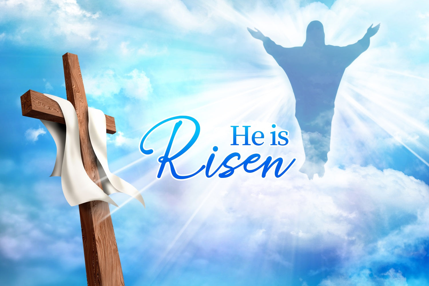 Christian Easter Backdrop Blue Sky Cross Religious Custom Backdrop LXX3-93