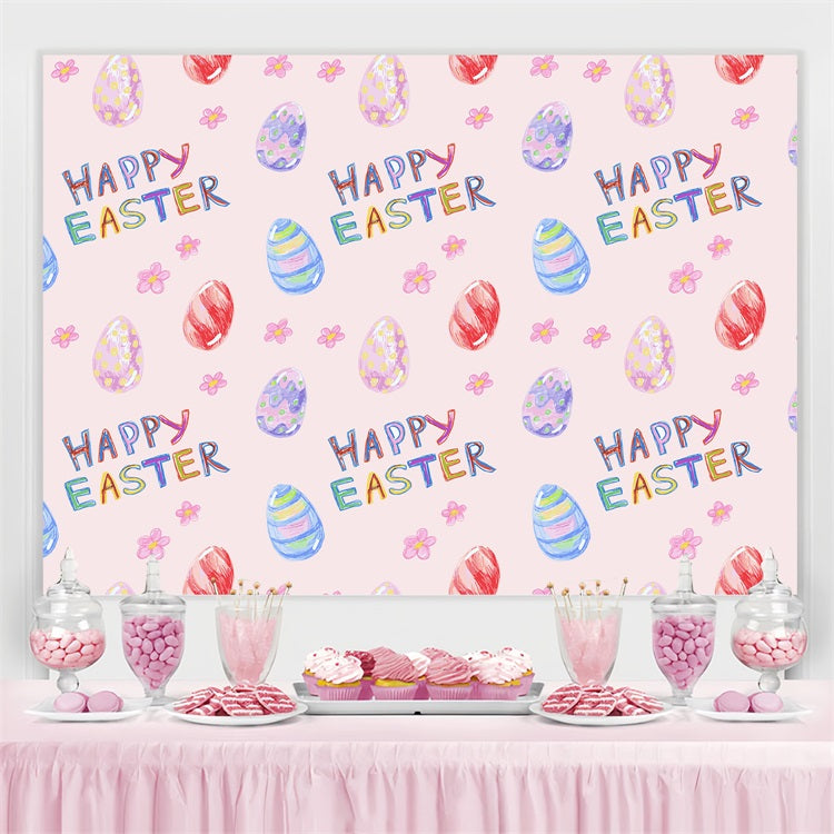 Easter Backdrops Colorful Hand-Painted Egg Customized Backdrop LXX3-94