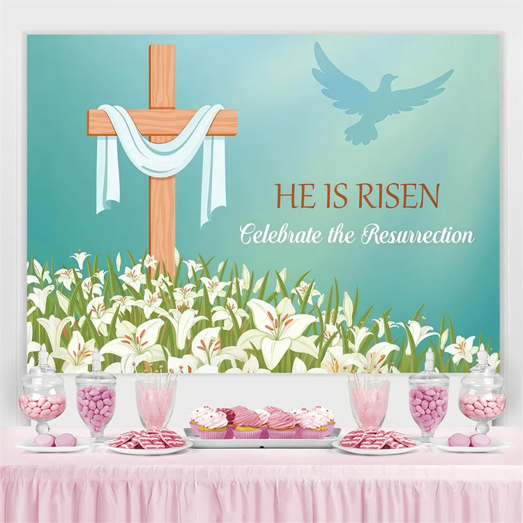 Religious Easter Backdrops Cross Daffodils Backdrop Custom Backdrop LXX3-97