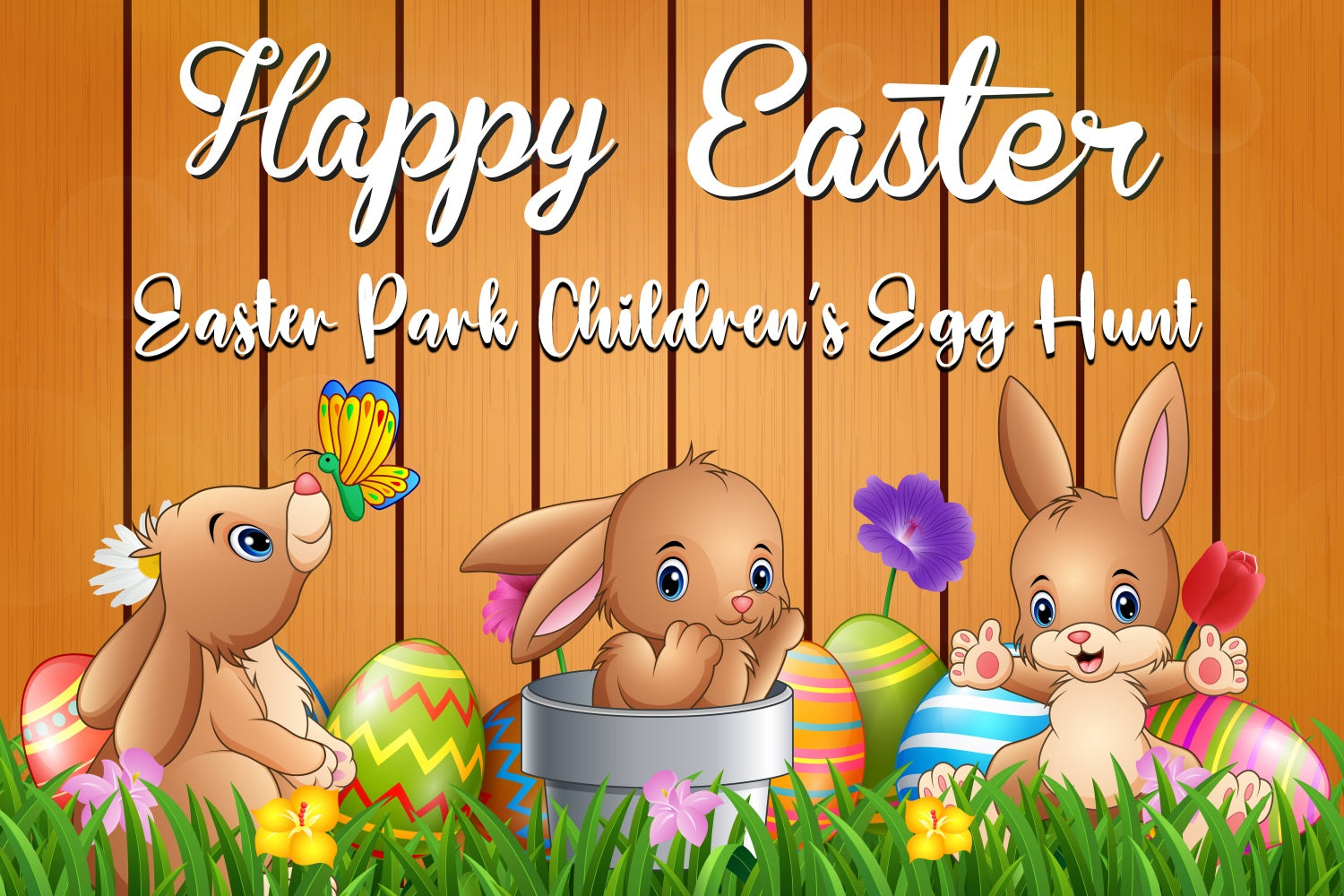 Easter Bunny Backdrop Cartoon Bunny Wooden Personalised Backdrop LXX3-99