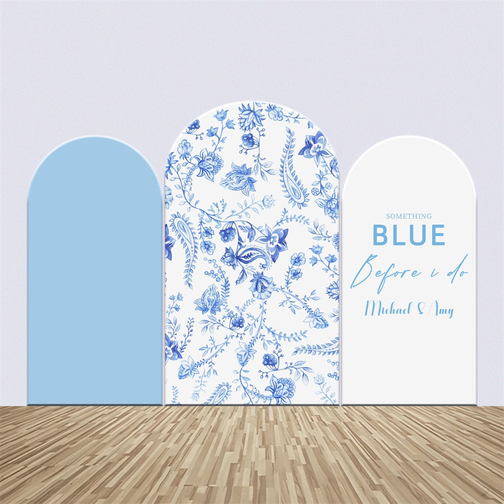 Custom Wedding Backdrop Vintage Blue Pattern Arch Backdrop Kit LXX4-102
