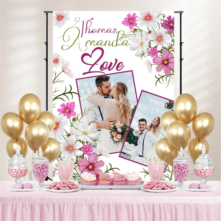 Custom Backdrop Wedding Sweet Floral Romantic Backdrop LXX4-104