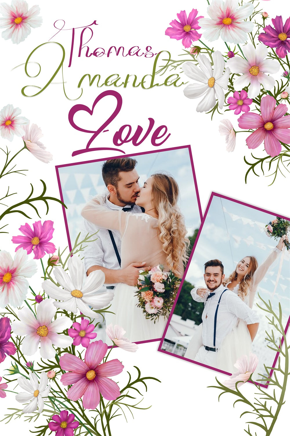 Custom Backdrop Wedding Sweet Floral Romantic Backdrop LXX4-104