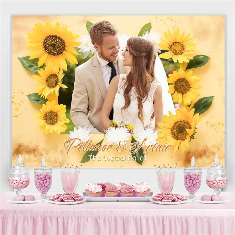 Custom Wedding Photo Backdrops Bright Sunflower Backdrop LXX4-108