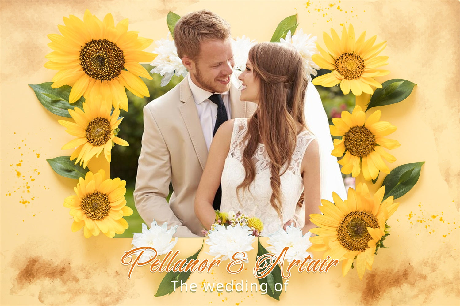 Custom Wedding Photo Backdrops Bright Sunflower Backdrop LXX4-108