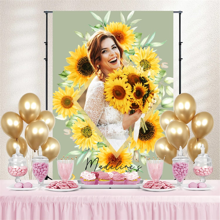 Backdrop For Bridal Shower Rustic Sunflower Custom Backdrop LXX4-109