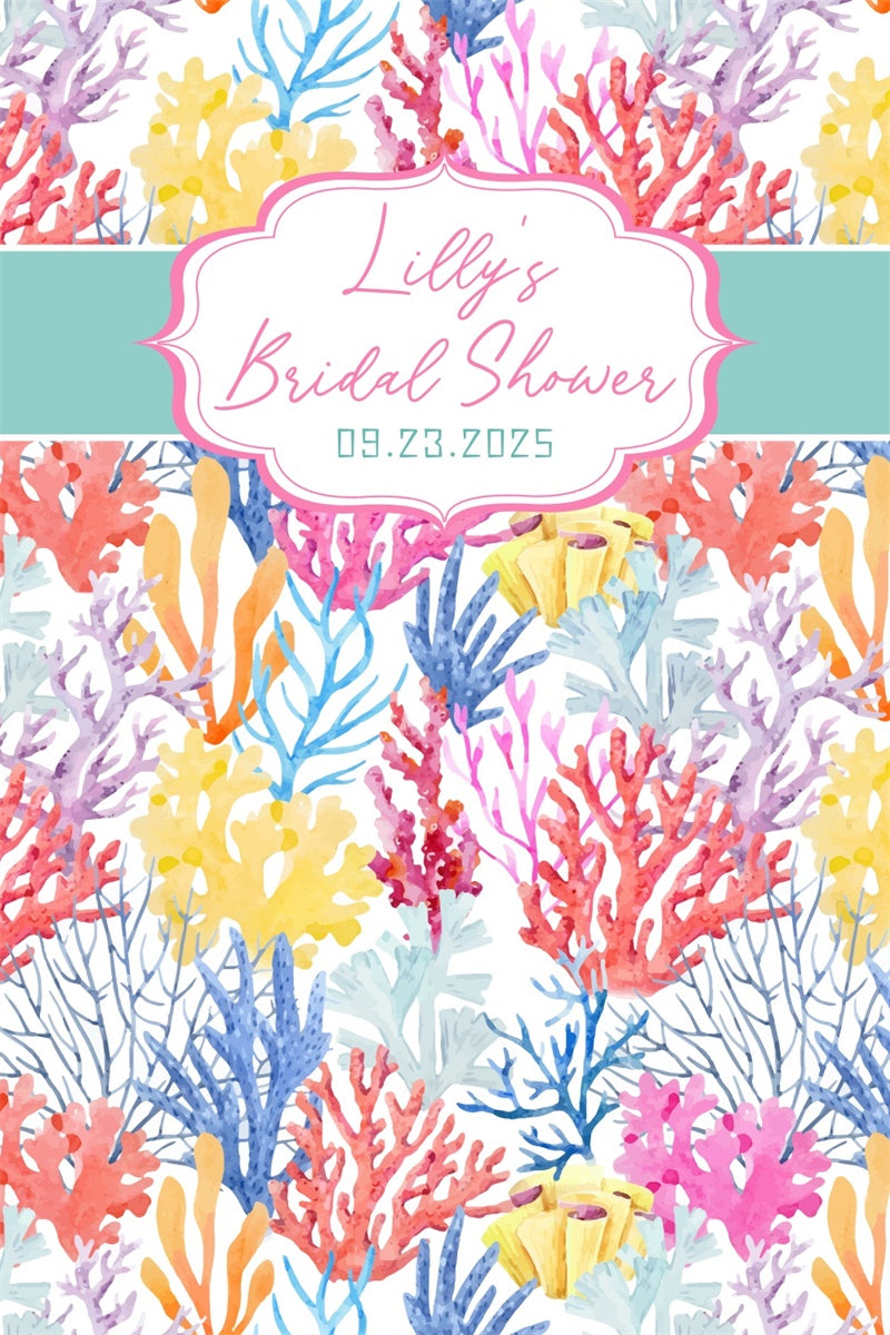 Bridal Shower Backdrop Ideas Colorful Reef Personalized Backdrop LXX4-110