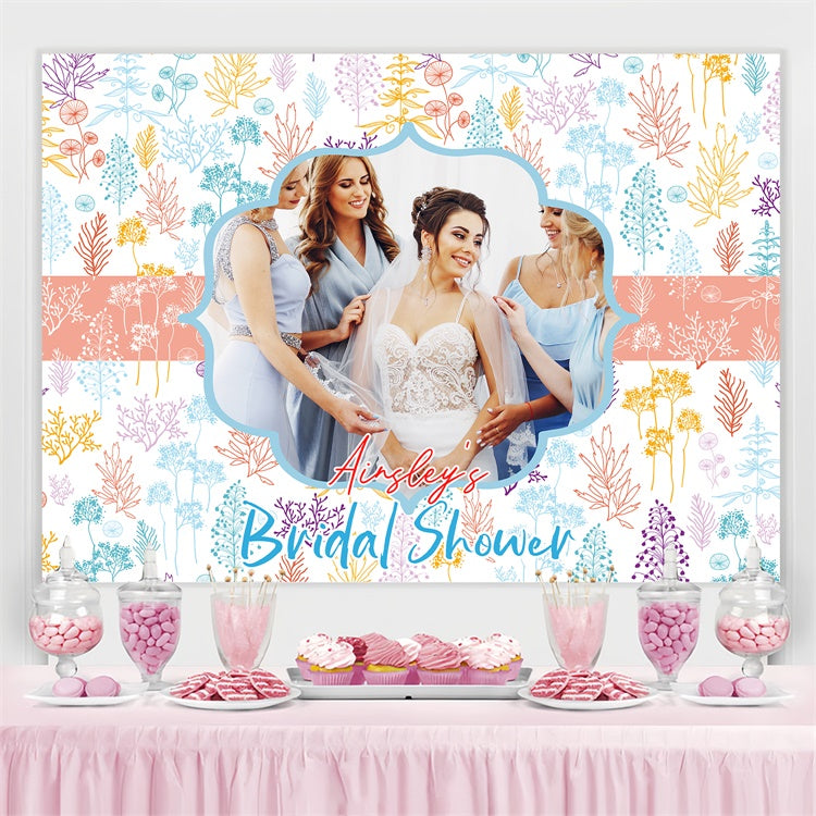 Backdrop For Bridal Shower Photos Sea Flora Pastel Custom Backdrop LXX4-111