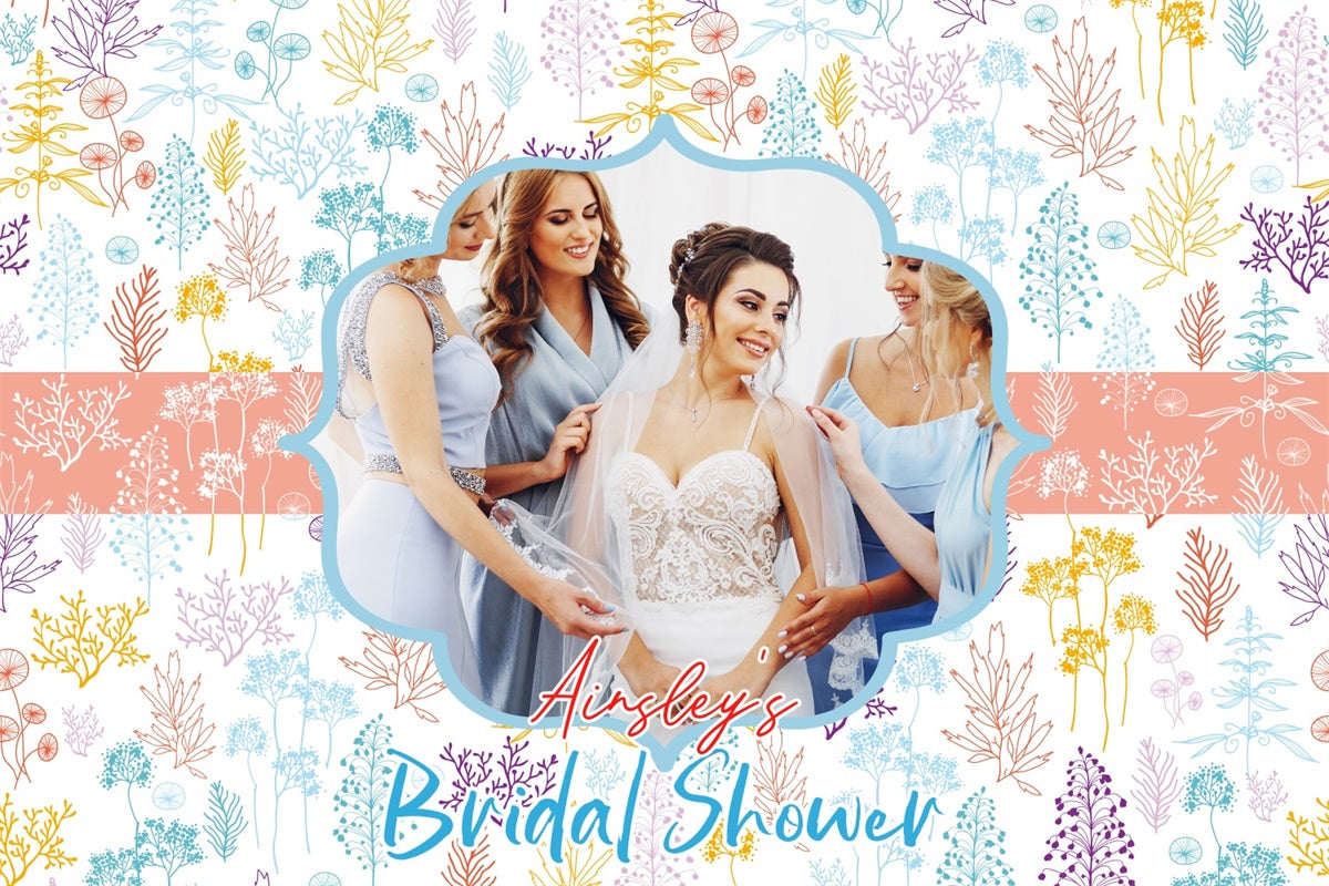 Backdrop For Bridal Shower Photos Sea Flora Pastel Custom Backdrop LXX4-111