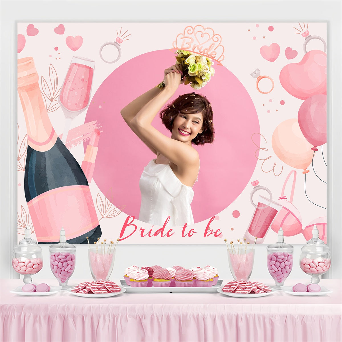 Custom Backdrop For Wedding Balloon Champagne Backdrop LXX4-113