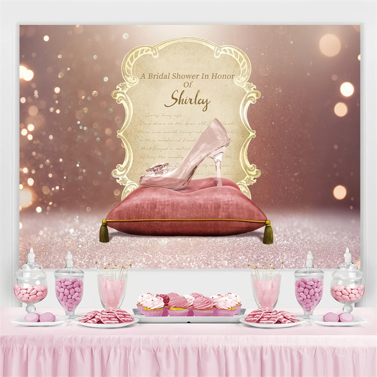 Bridal Shower Backdrop Ideas Fairy Tale Glass Slipper Custom Backdrop LXX4-120