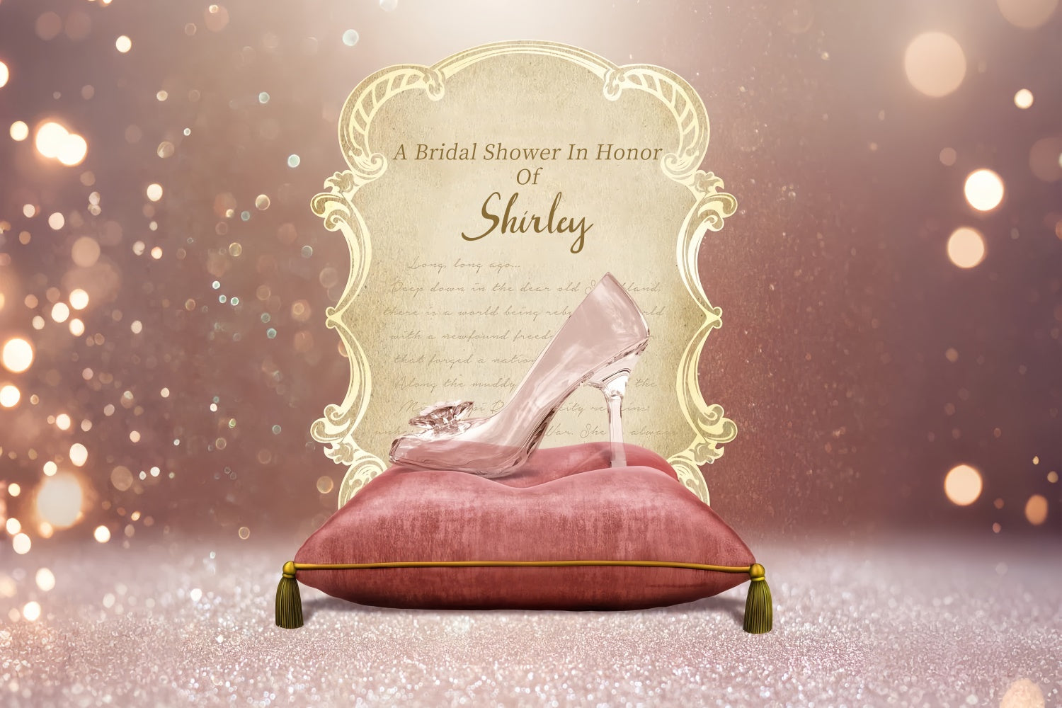 Bridal Shower Backdrop Ideas Fairy Tale Glass Slipper Custom Backdrop LXX4-120