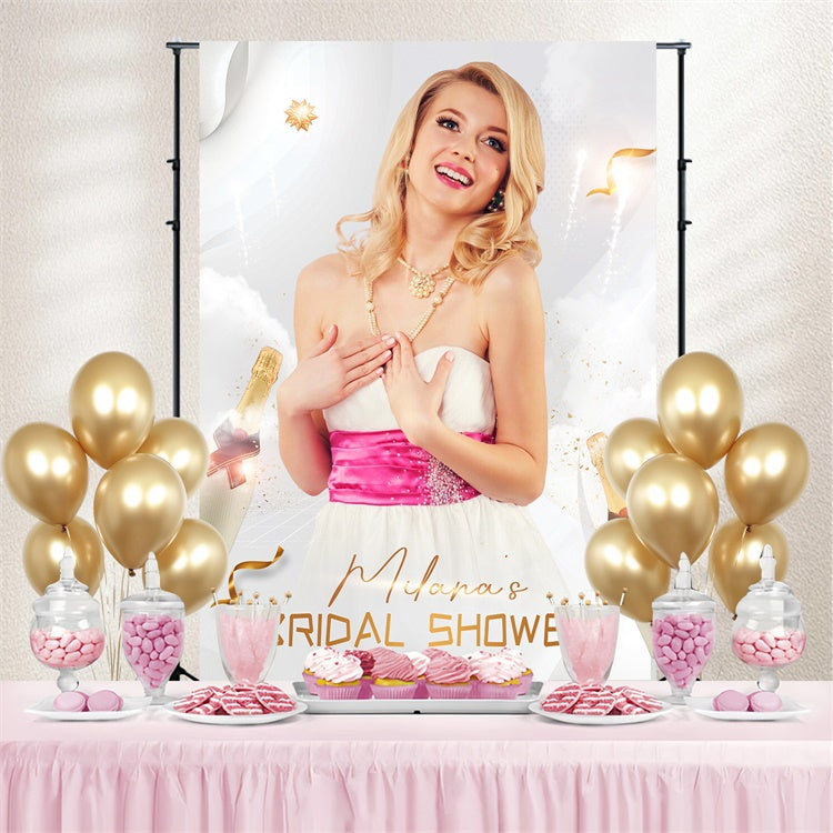 Bridal Shower Photo Backdrop Elegant Champagne Customized Backdrop LXX4-124
